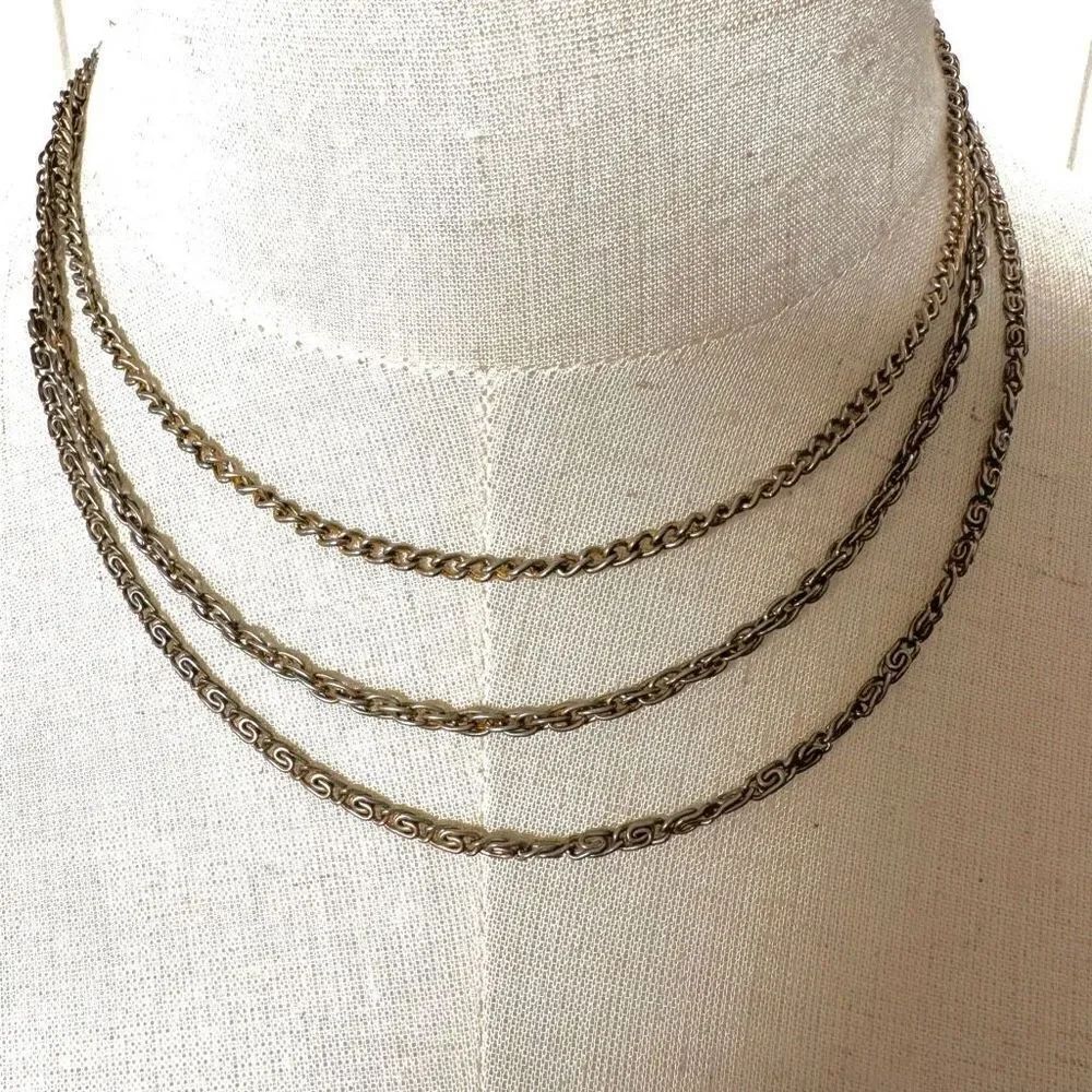 Taylor Ltd triple chain gold tone necklace
